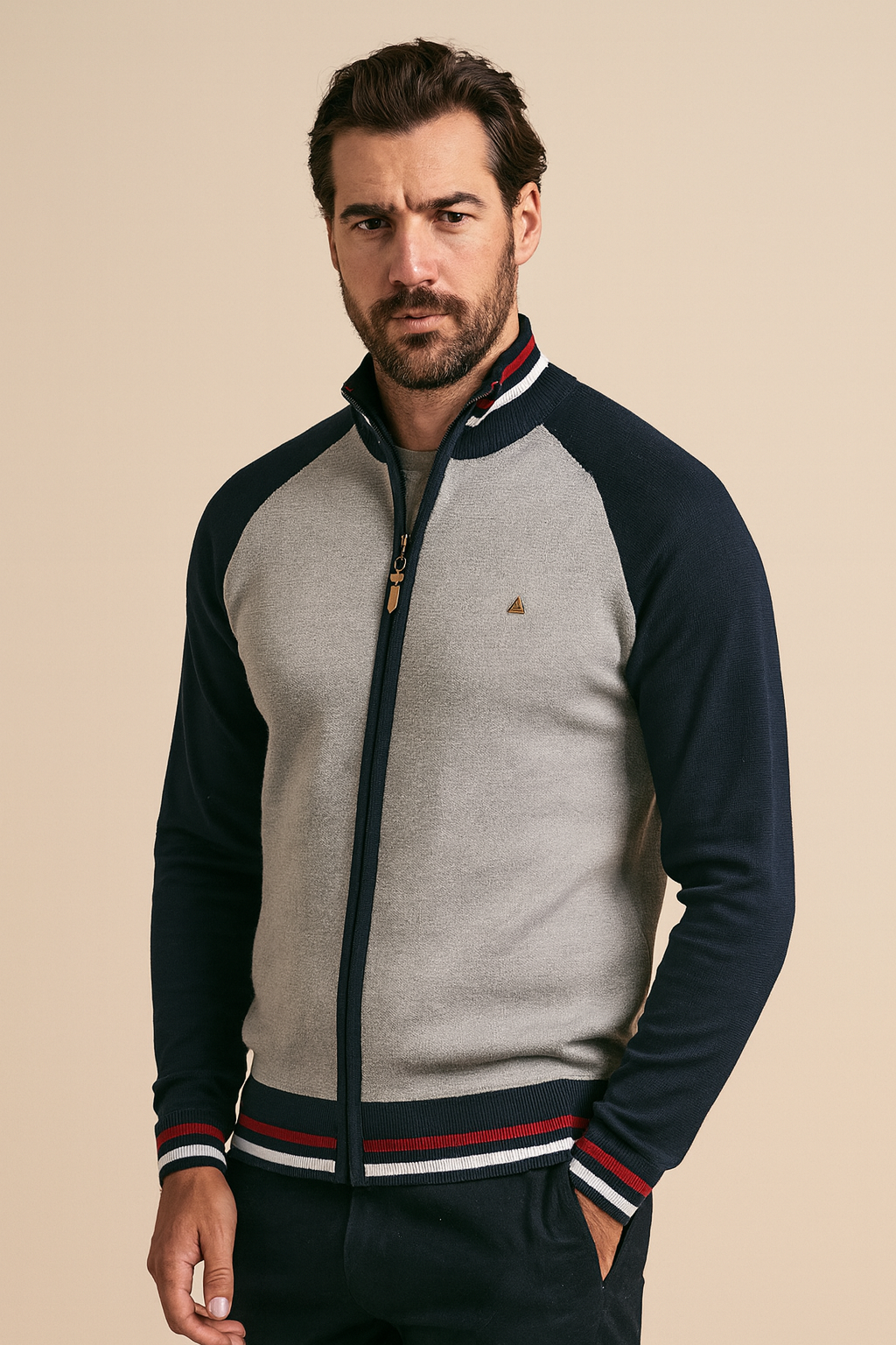 Men’s Merino Wool Zip Cardigan – Smart-Casual Knitwear