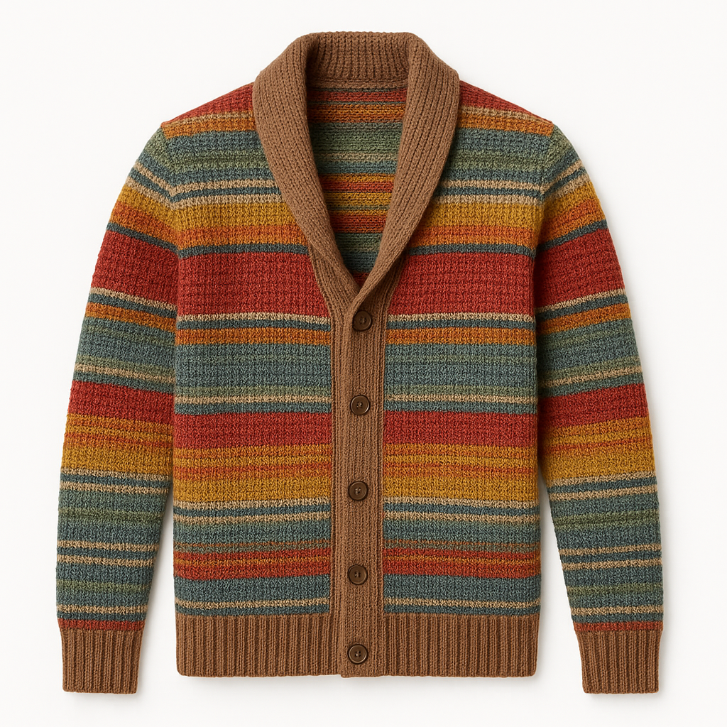 Men's Comfortable Cotton Cardigan Multicolored Stripes