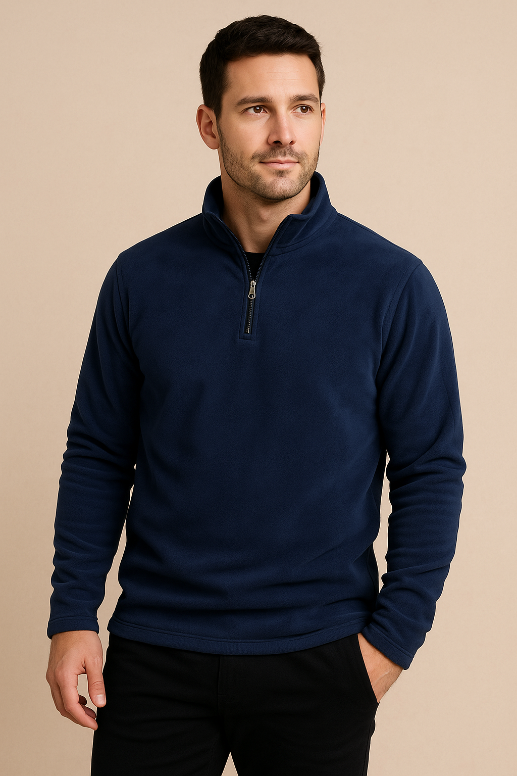 Men’s Thick Fleece Half-Zip Pullover – Warm Winter Jumper