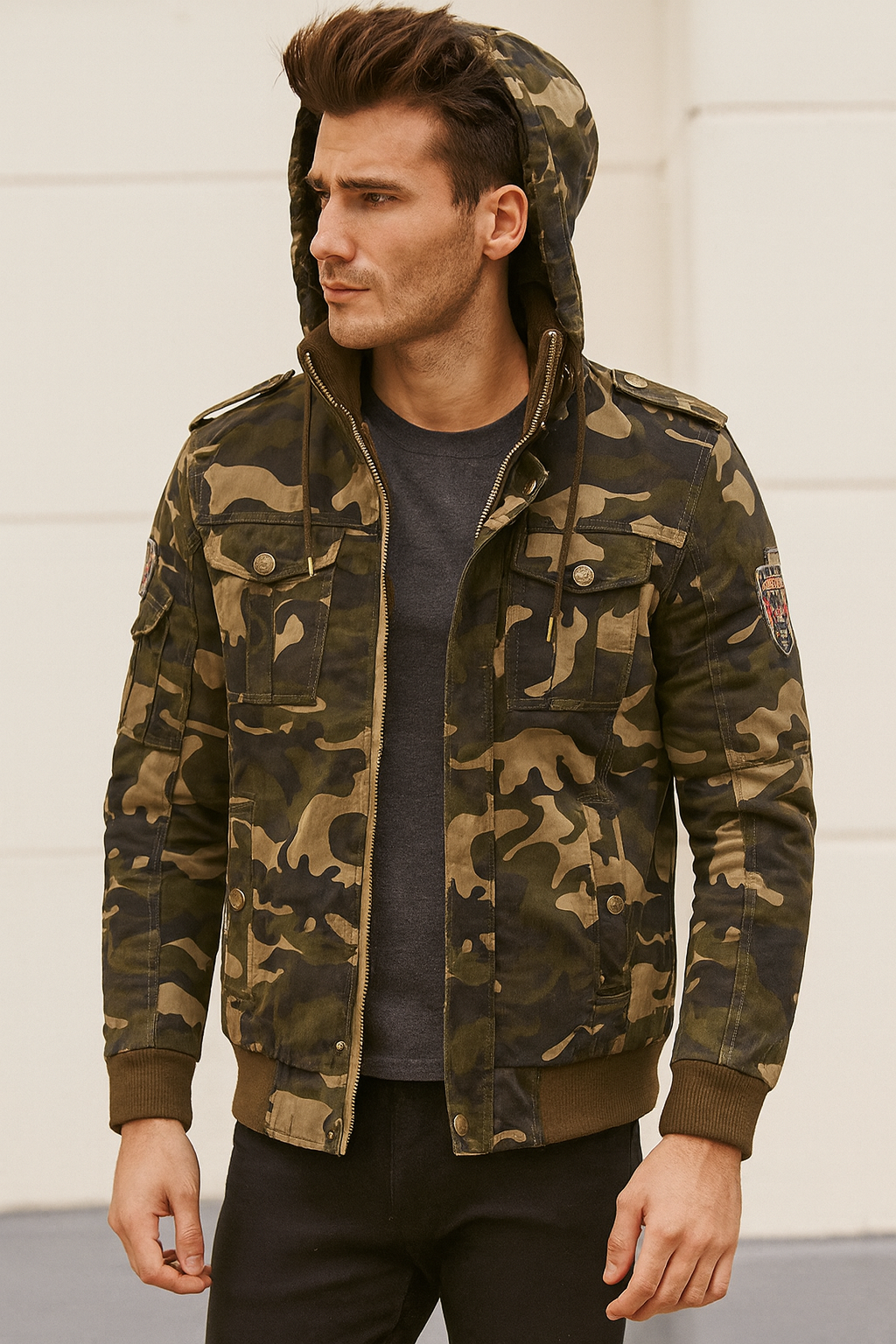 Urban Valor Camo Jacket - Lightweight Windbreaker Outdoor Coat
