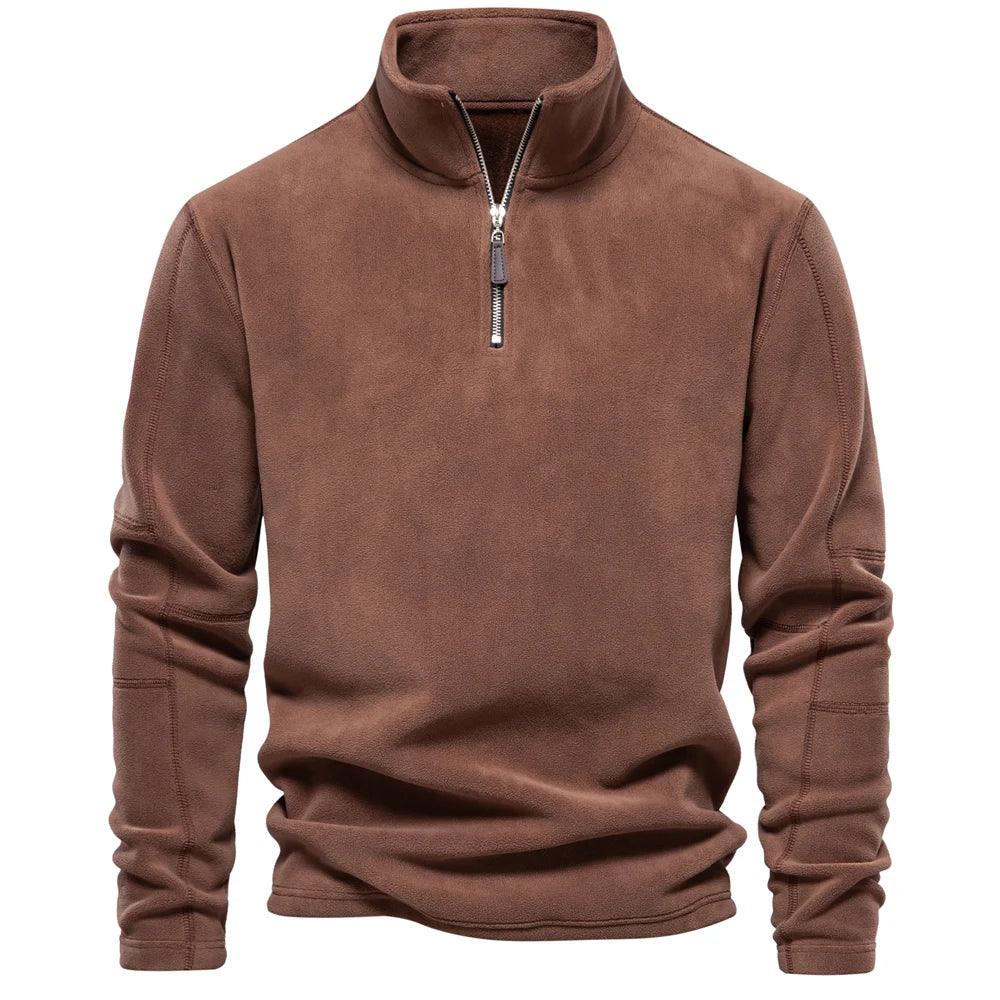 Men’s Thick Fleece Half-Zip Pullover – Warm Winter Jumper