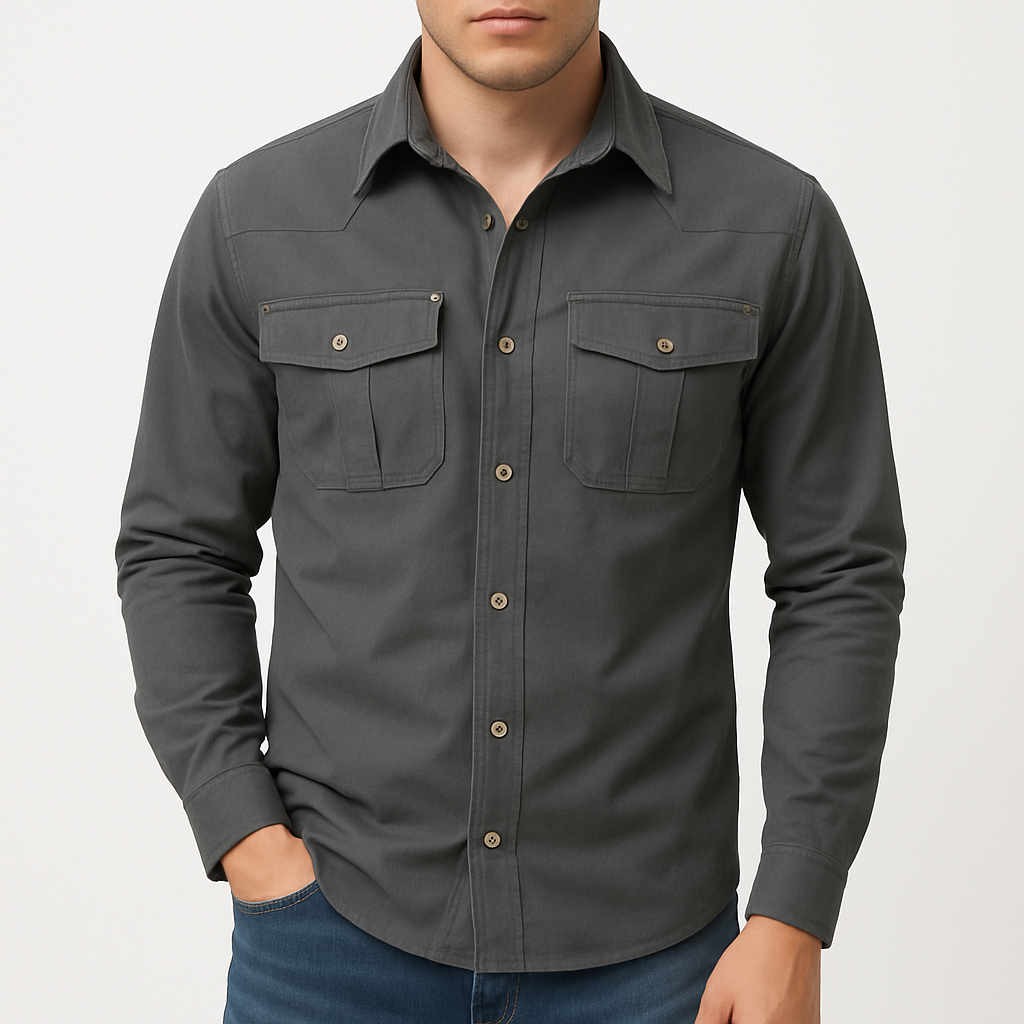 Men’s Utility Overshirt – Cotton Blend, Pocketed Design, Slim Fit