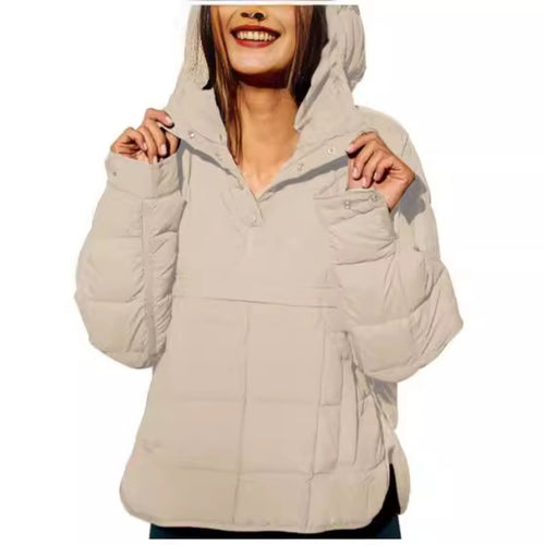 Casual Fashion Solid Color Short Front And Long Back Cotton Coat Loose Women's Long-sleeved Pullover Hooded Round Hem Top