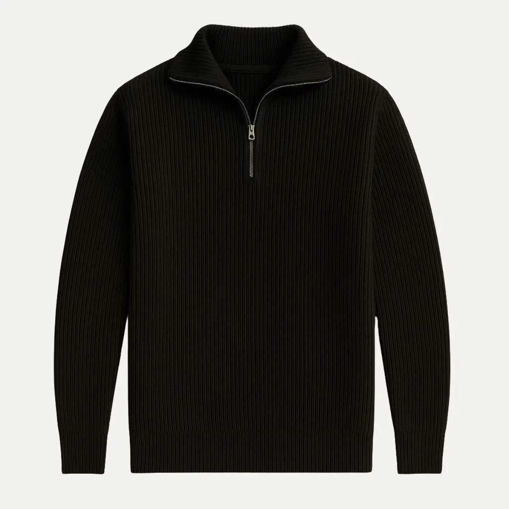 Men’s Merino Wool Quarter-Zip Jumper – Ribbed Knit, Tailored Fit