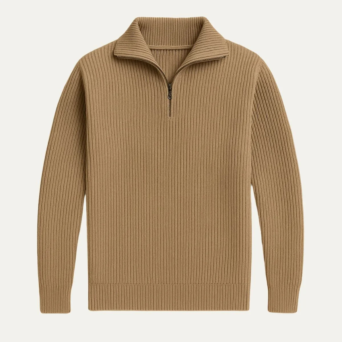 Men’s Merino Wool Quarter-Zip Jumper – Ribbed Knit, Tailored Fit