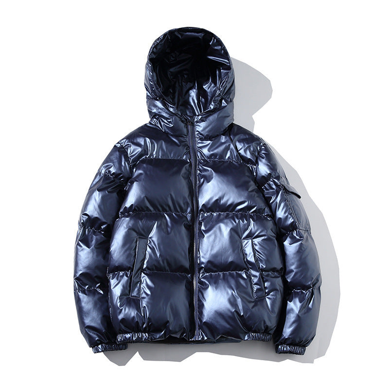Luxe Gloss Puffer Jacket – Navy, Black, Silver & Gold