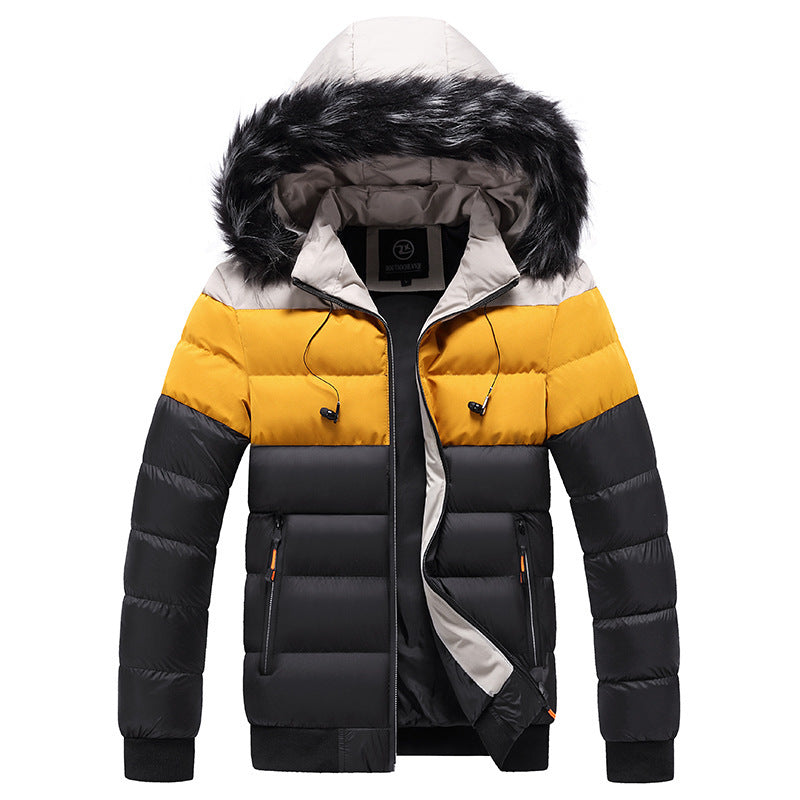 Urban Color-Block Winter Jacket for Men