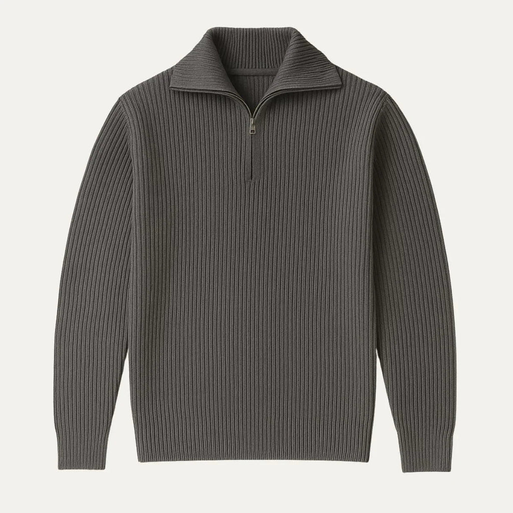 Men’s Merino Wool Quarter-Zip Jumper – Ribbed Knit, Tailored Fit