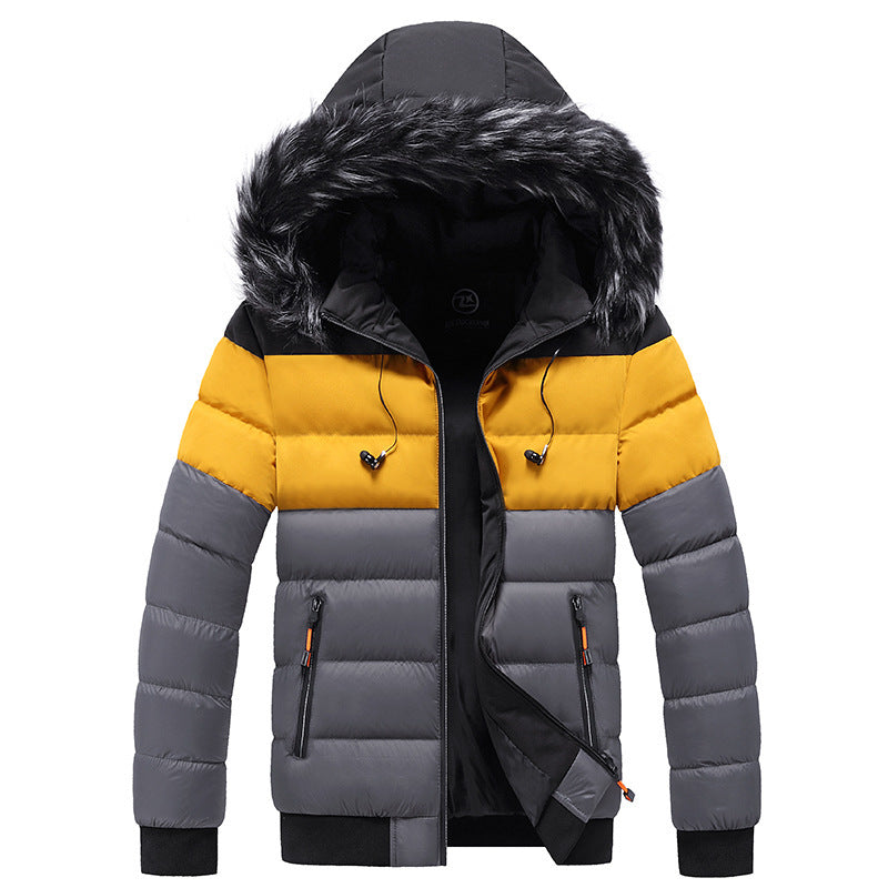 Urban Color-Block Winter Jacket for Men