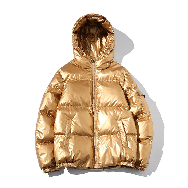 Luxe Gloss Puffer Jacket – Navy, Black, Silver & Gold