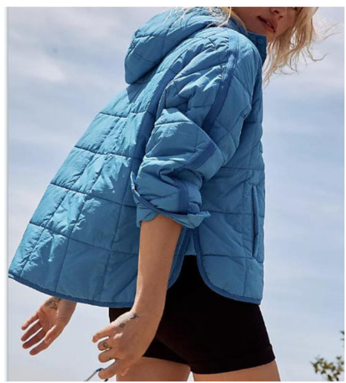 Casual Fashion Solid Color Short Front And Long Back Cotton Coat Loose Women's Long-sleeved Pullover Hooded Round Hem Top