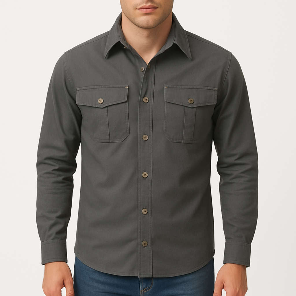 Men’s Utility Overshirt – Cotton Blend, Pocketed Design, Slim Fit