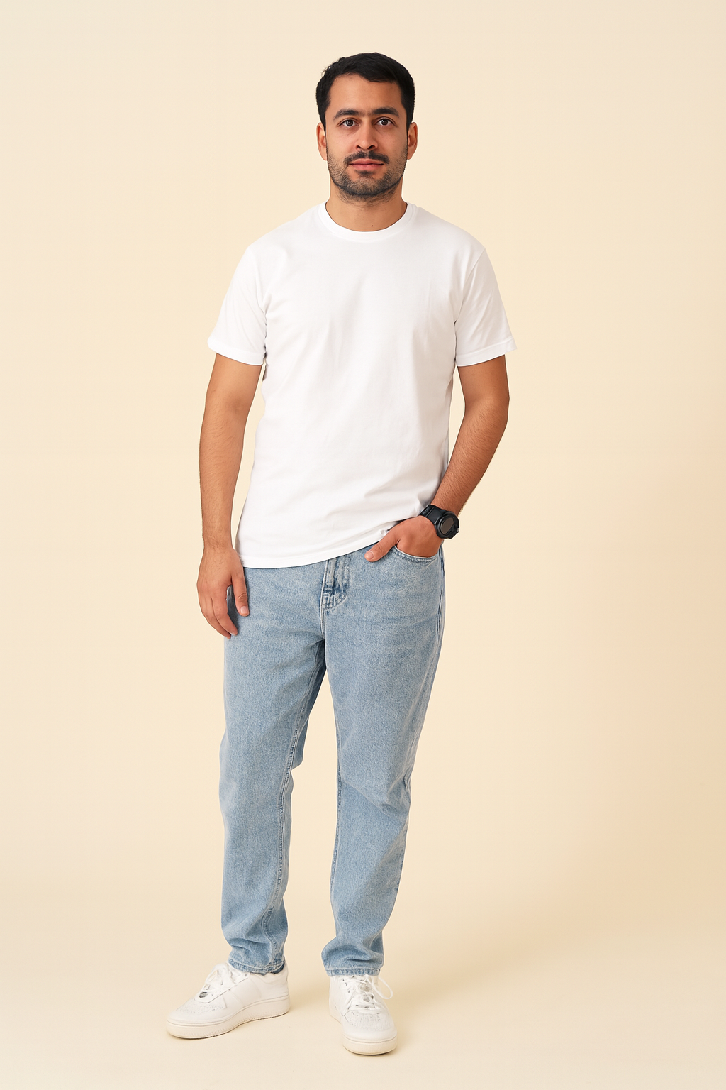 Men’s Classic Jeans – Solid Colour Cotton Blend, Regular Fit