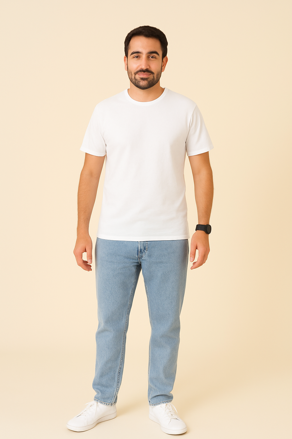 Men’s Classic Jeans – Solid Colour Cotton Blend, Regular Fit