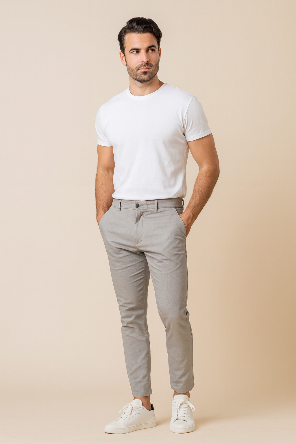 Men’s Slim-Fit Chinos – Tapered Leg Cotton Trousers in Casual Style