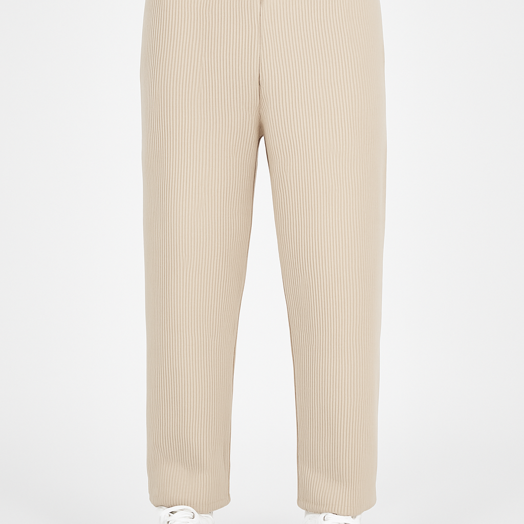 Men’s Comfort-Fit Pleated Trousers – Relaxed Plissé Pants with Tapered Leg