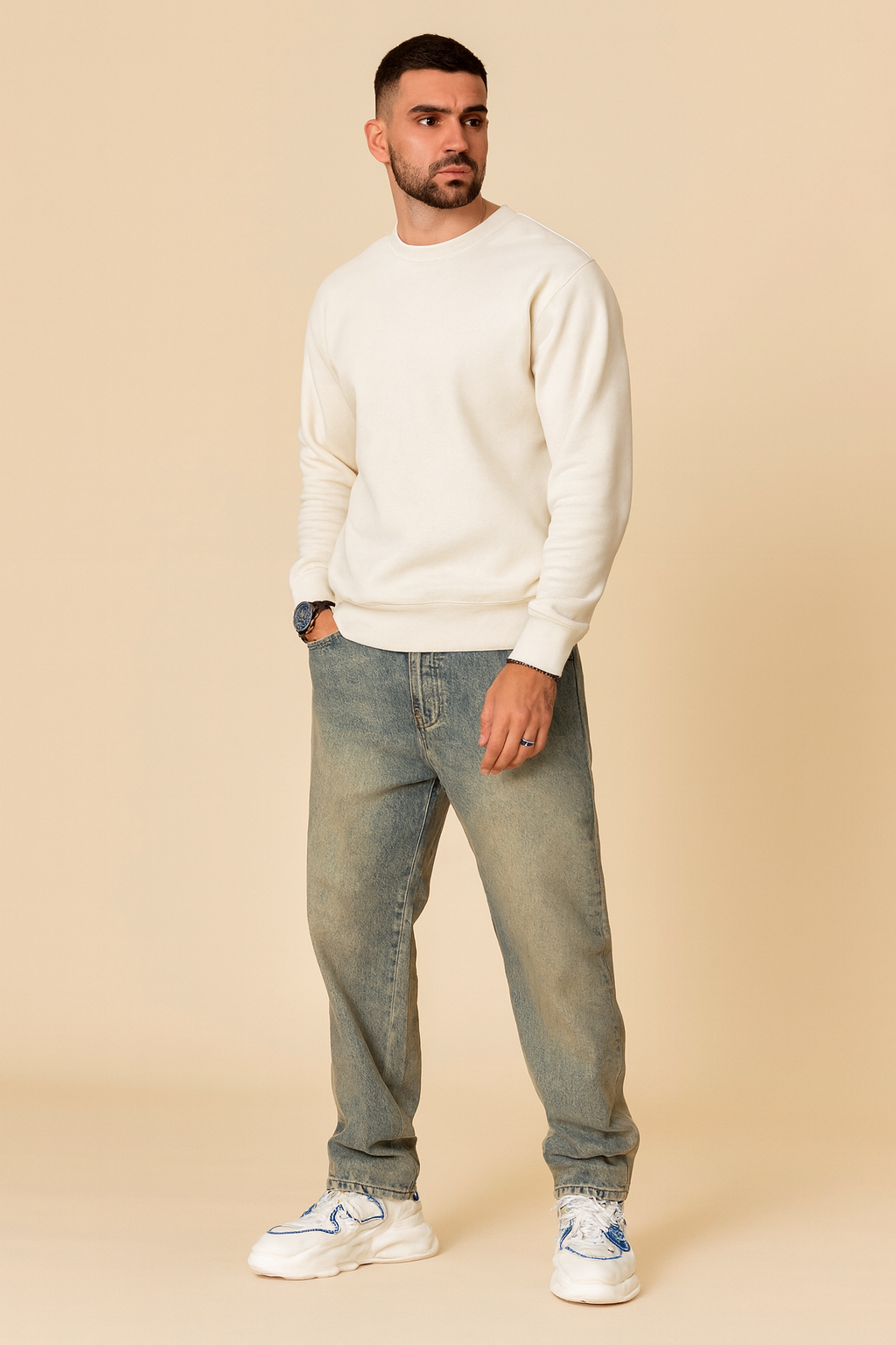 Men’s Dark Blue Straight-Fit Jeans – Classic Comfortable Denim