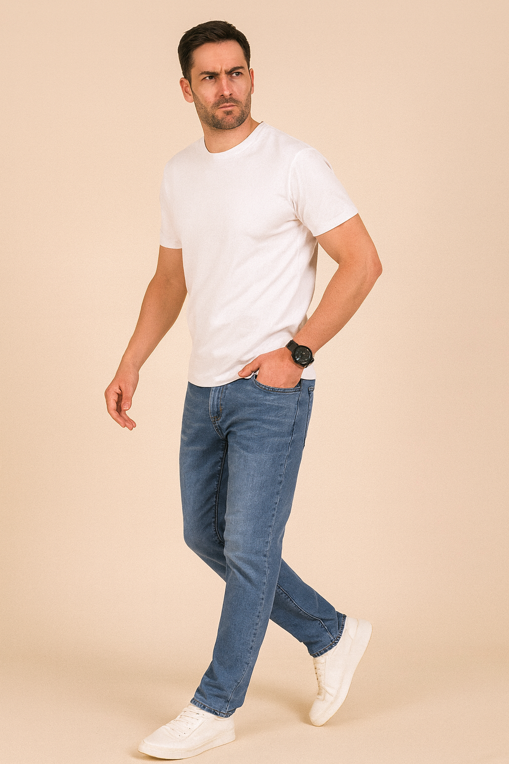 Men’s Stretch Denim Jeans – Regular Fit Lightweight Comfortable Trousers