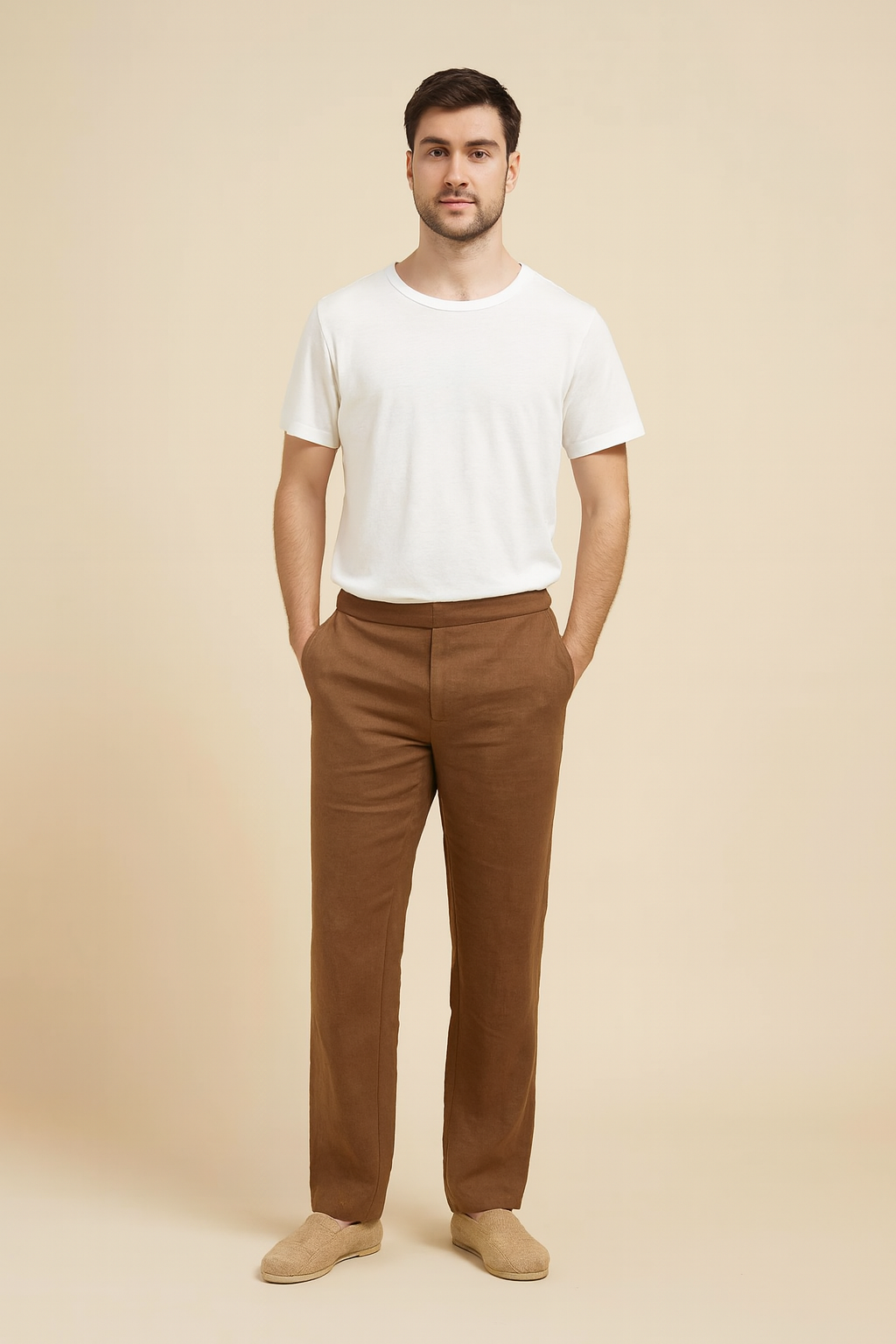 Men’s Classic Linen Trousers – Straight Fit, Breathable & Timeless Style