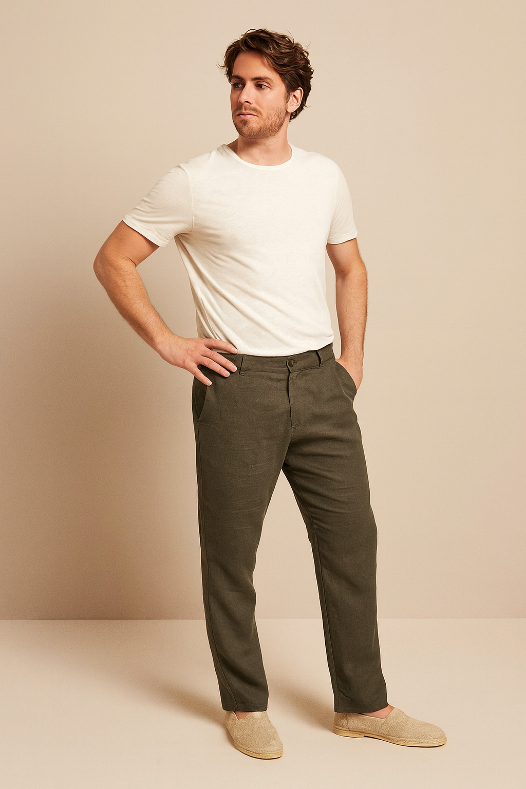 Men’s Classic Linen Trousers – Straight Fit, Breathable & Timeless Style