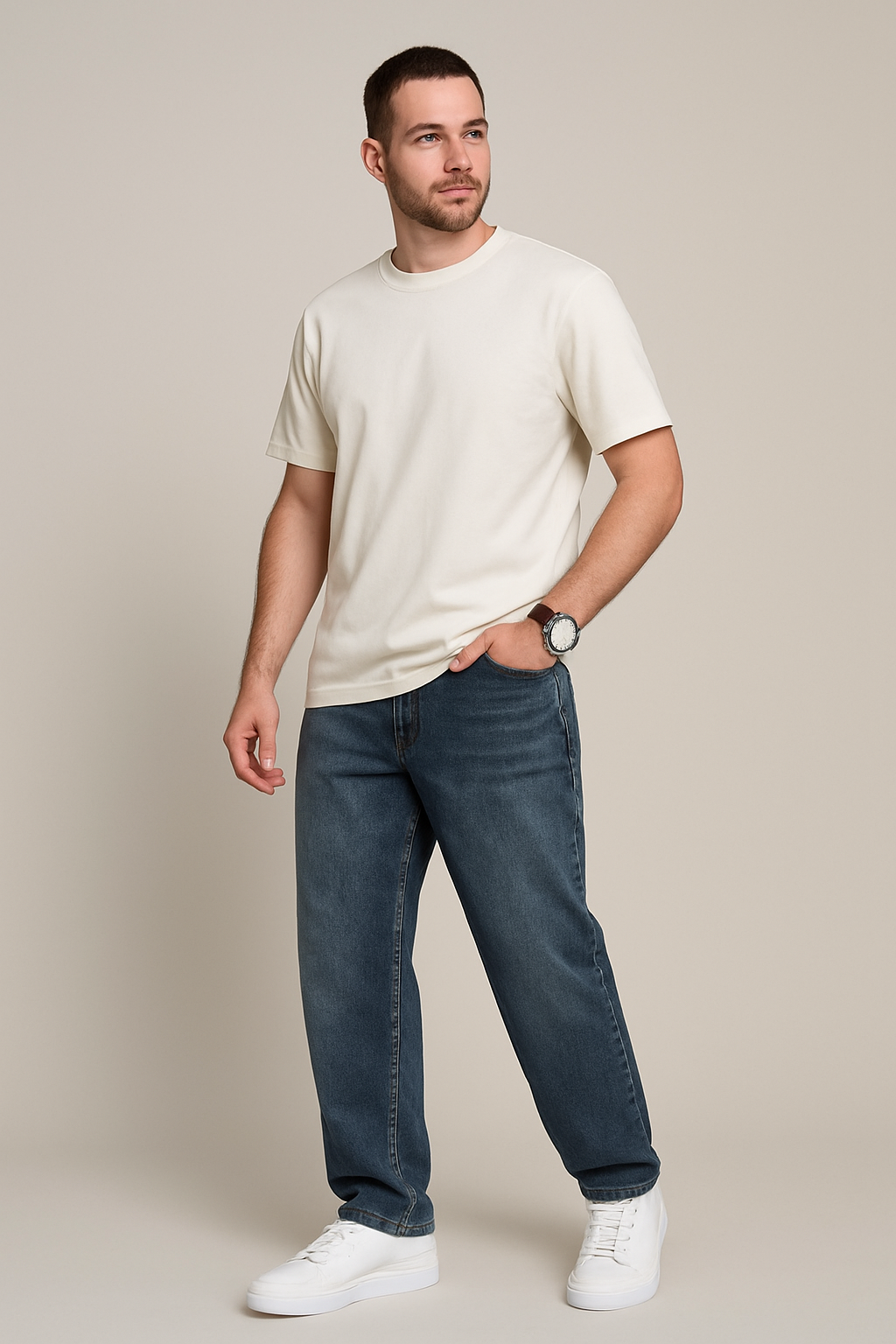 Men’s Tokyo Wide-Leg Jeans – Vintage Wash Relaxed Streetwear Denim