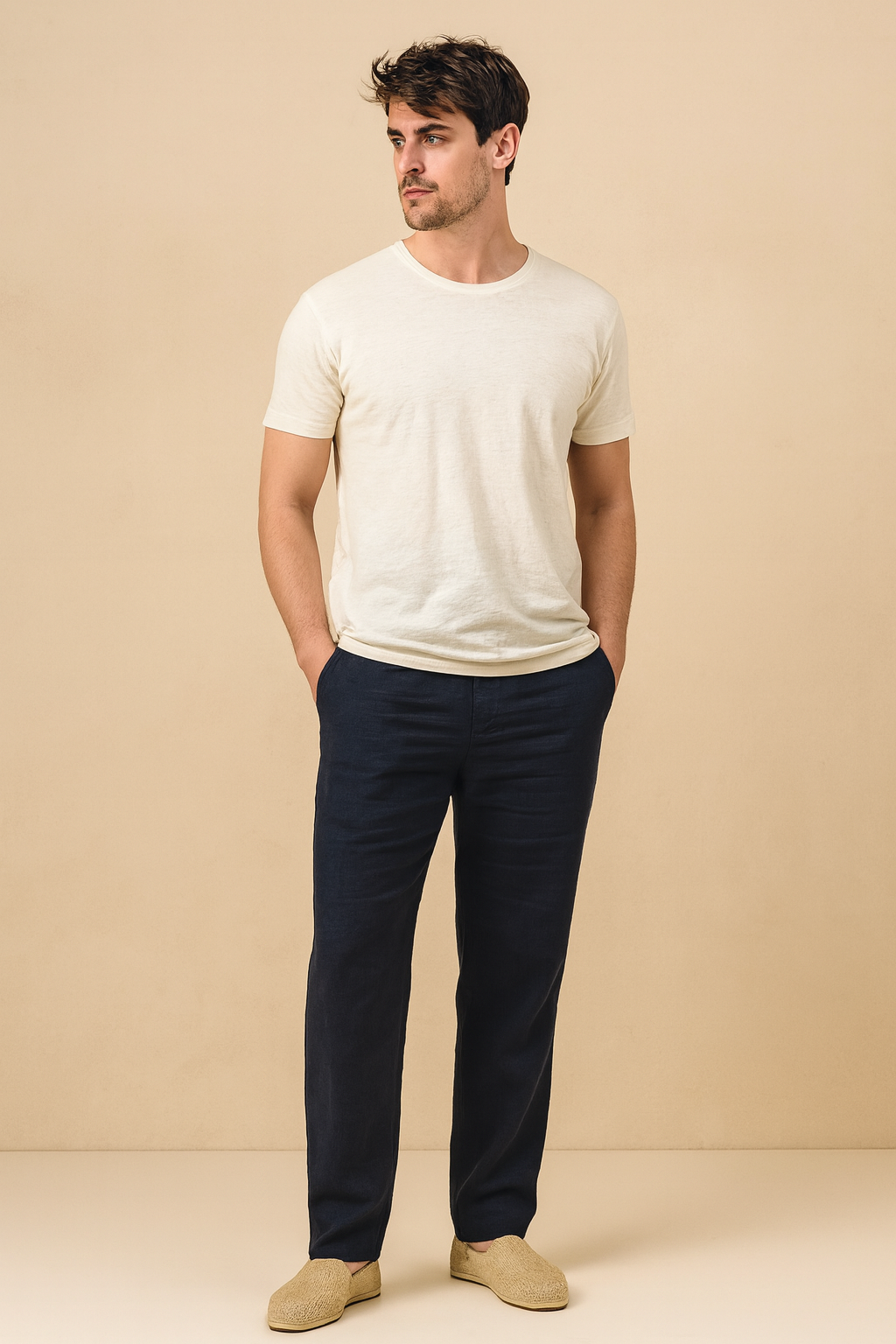Men’s Classic Linen Trousers – Straight Fit, Breathable & Timeless Style