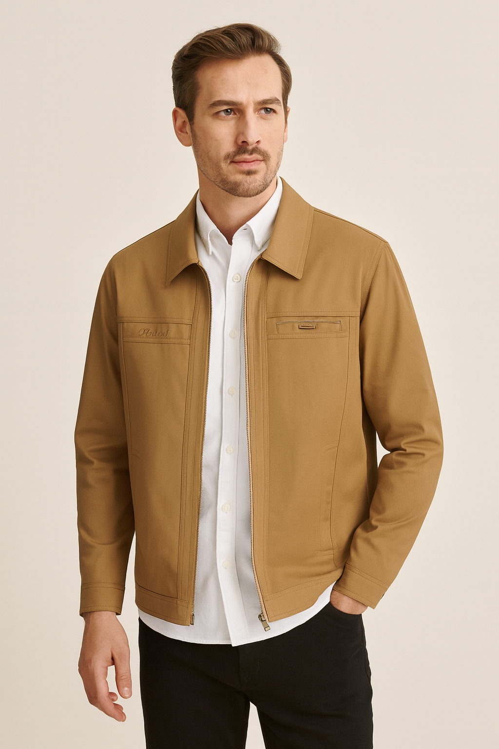 Men's Zip Front Harrington Jacket Cotton