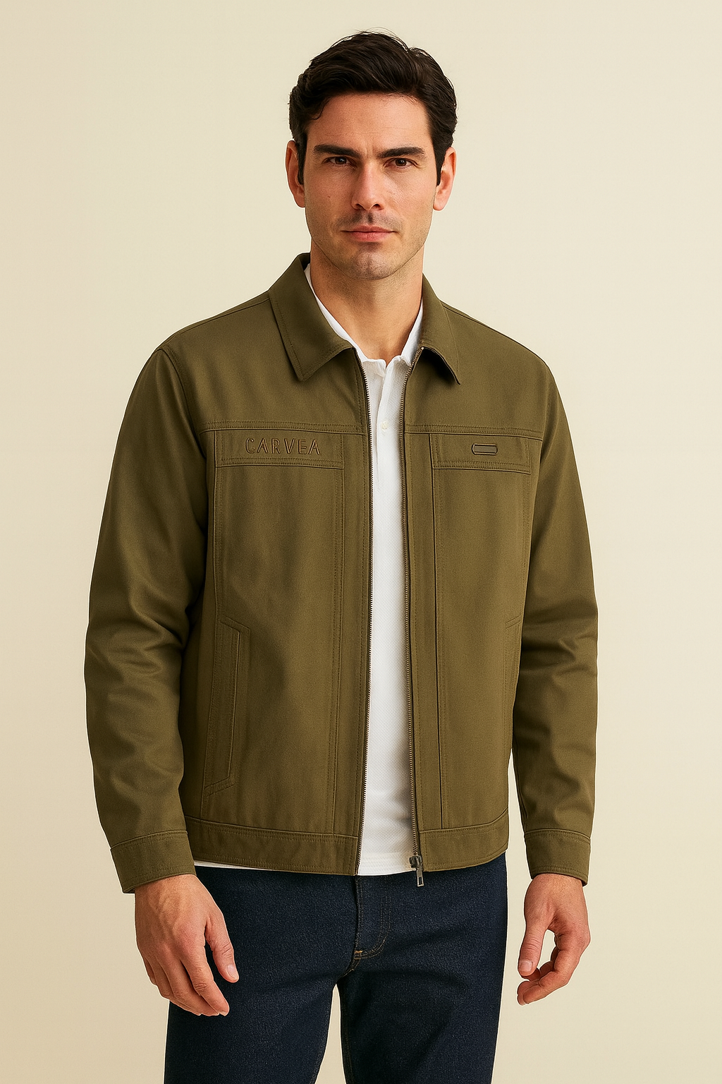 Men's Zip Front Harrington Jacket Cotton