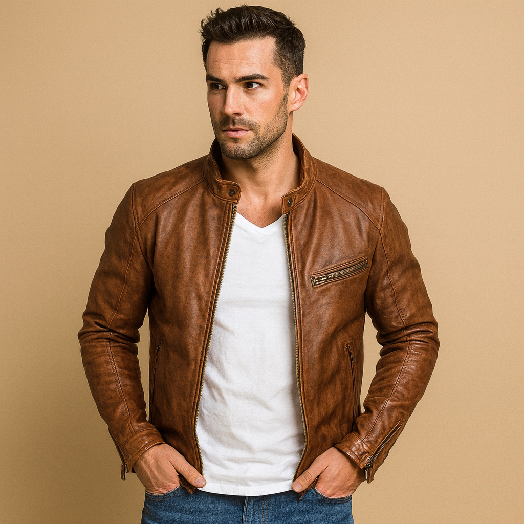 Men's Weatherproof Leather Jacket Genuine Black Leather
