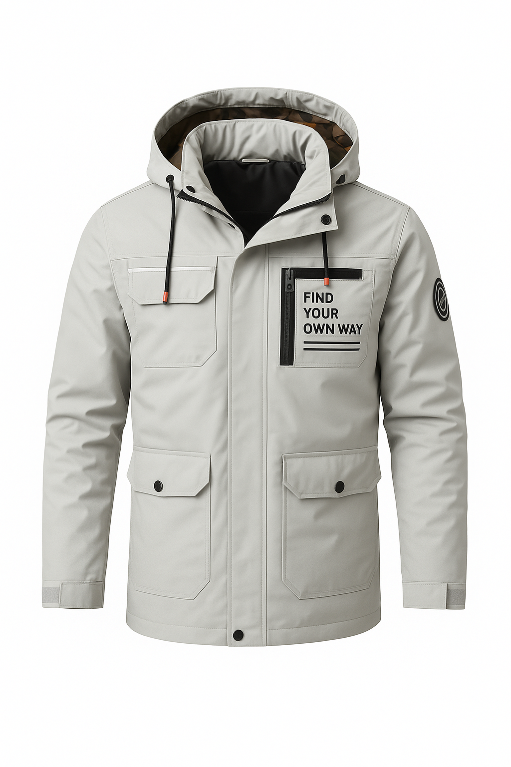 Men’s Water-Resistant Utility Jacket with Hood