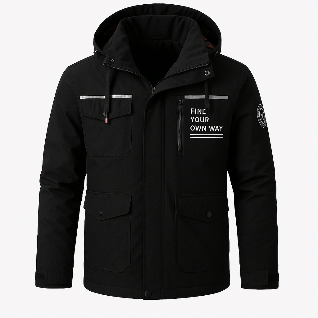 Men’s Water-Resistant Utility Jacket with Hood