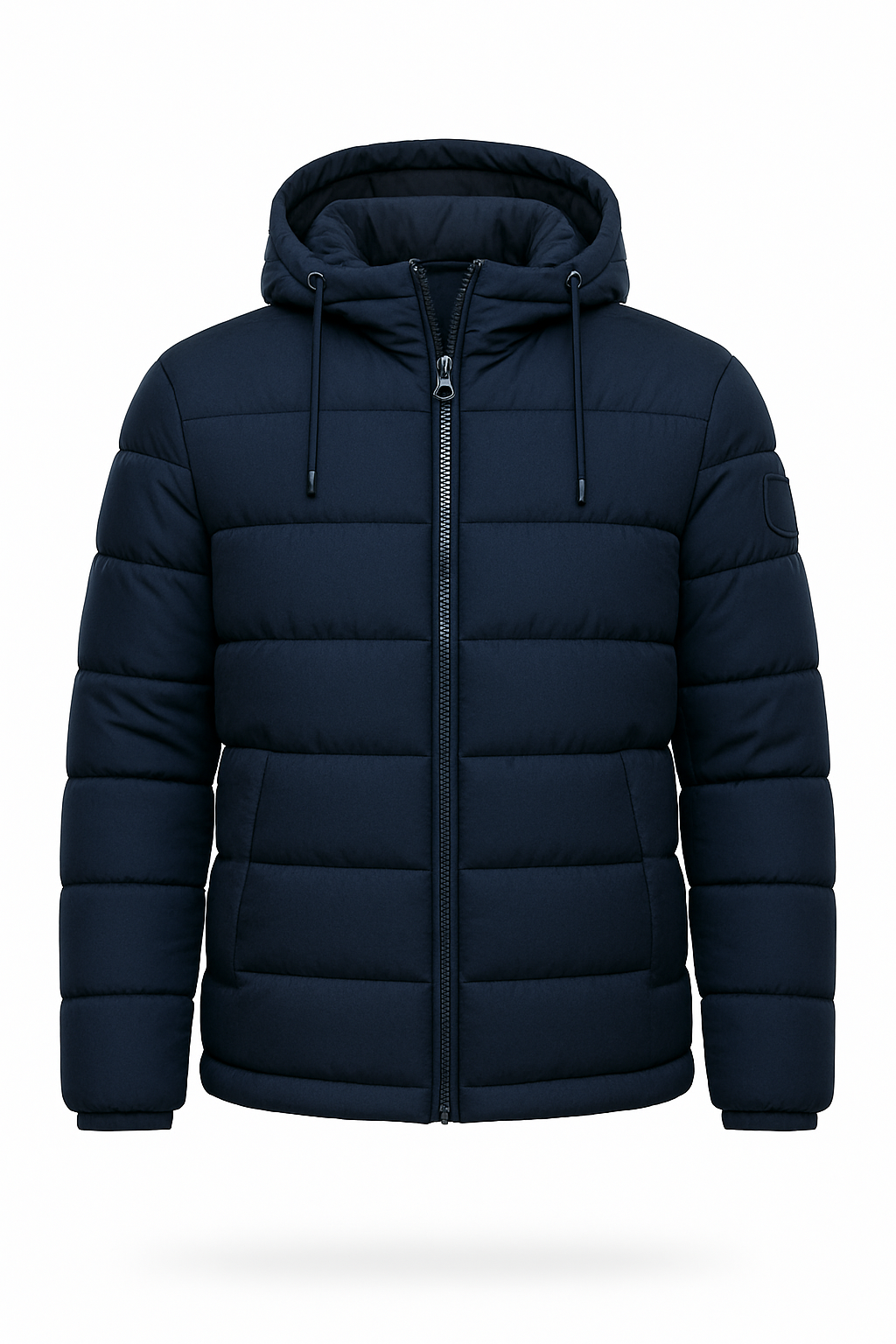 Men’s Insulated Padded Coat – Hooded Puffer, Mid-Thigh Length