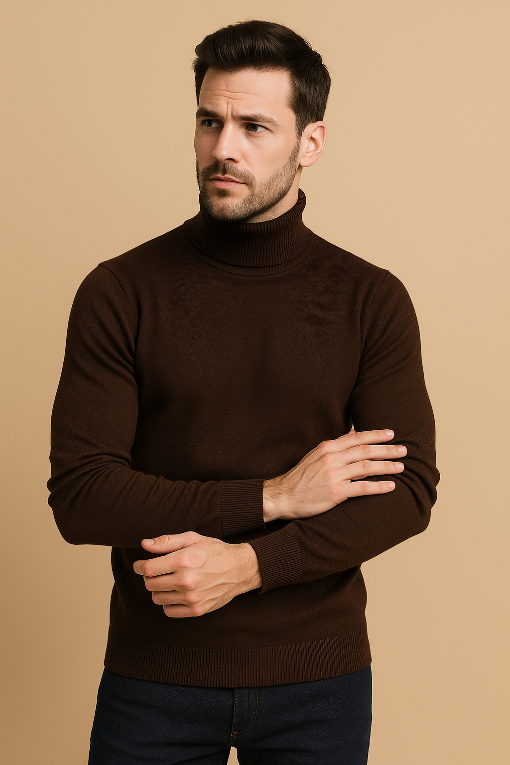 Men’s Turtleneck Jumper – Slim Fit Knit Sweater – Elegant & Warm Winter Pullover