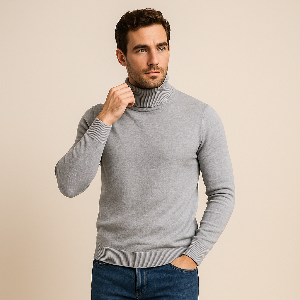 Men’s Turtleneck Jumper – Slim Fit Knit Sweater – Elegant & Warm Winter Pullover