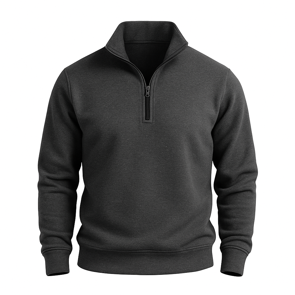 Men’s Brushed Knit Half-Zip Jumper – Mock Neck, Relaxed Fit