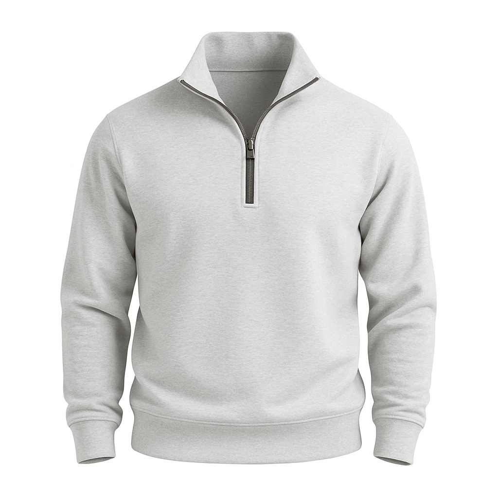 Men’s Brushed Knit Half-Zip Jumper – Mock Neck, Relaxed Fit