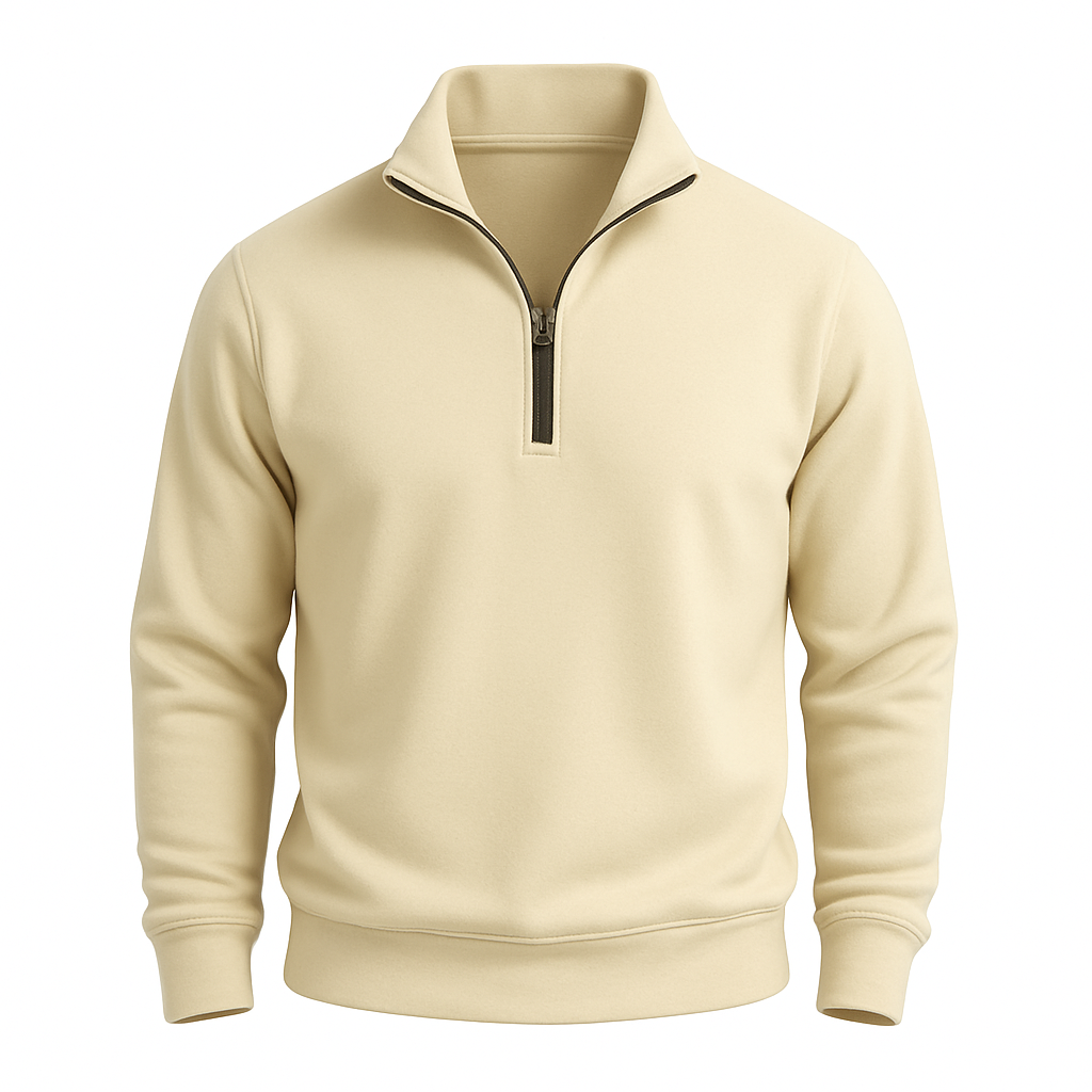 Men’s Brushed Knit Half-Zip Jumper – Mock Neck, Relaxed Fit