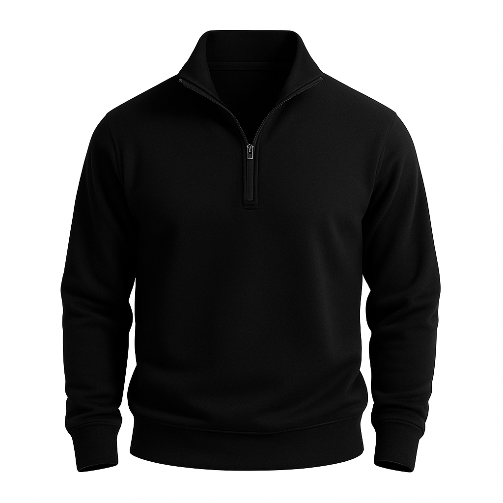 Men’s Brushed Knit Half-Zip Jumper – Mock Neck, Relaxed Fit