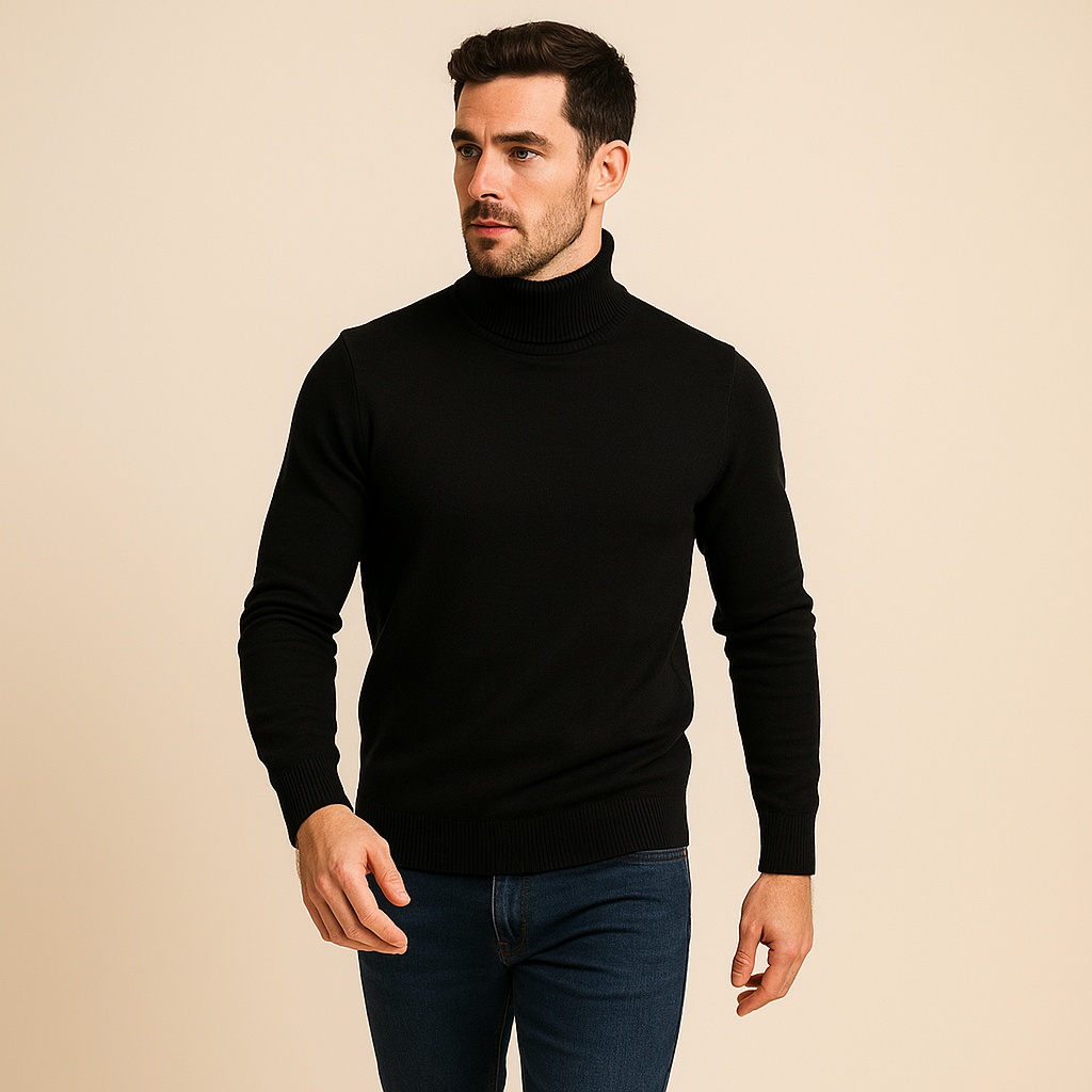 Men’s Turtleneck Jumper – Slim Fit Knit Sweater – Elegant & Warm Winter Pullover