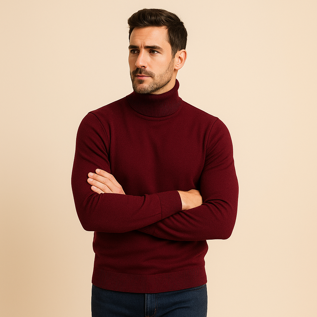 Men’s Turtleneck Jumper – Slim Fit Knit Sweater – Elegant & Warm Winter Pullover