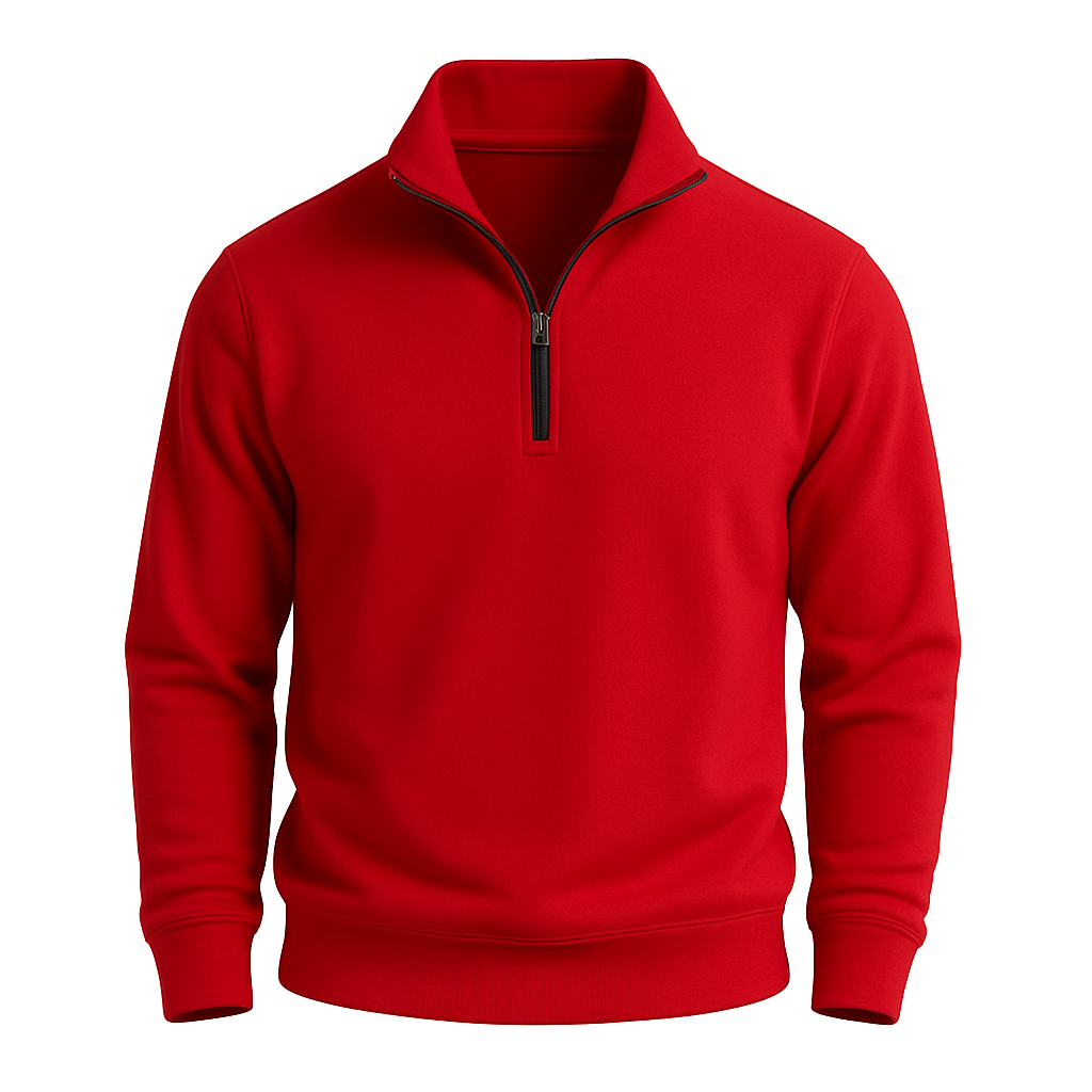 Men’s Brushed Knit Half-Zip Jumper – Mock Neck, Relaxed Fit