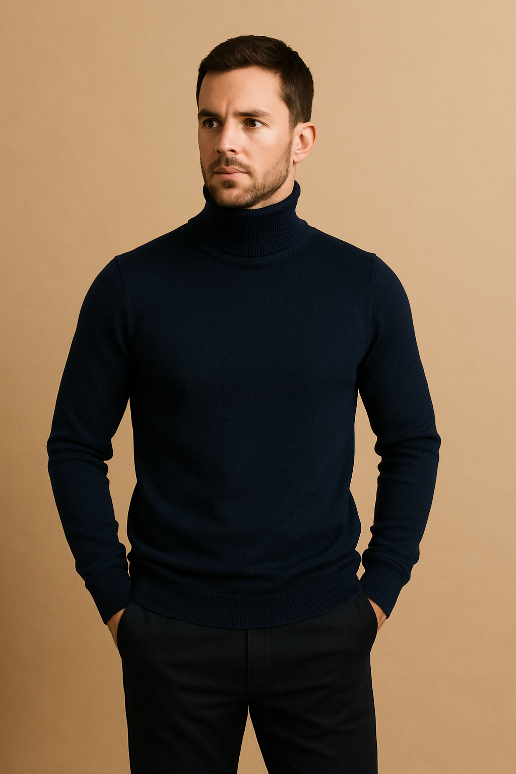 Men’s Turtleneck Jumper – Slim Fit Knit Sweater – Elegant & Warm Winter Pullover