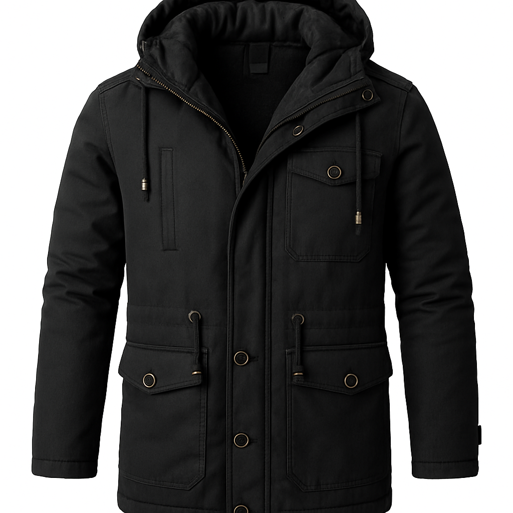 Men’s Hooded Utility Parka – Fleece-Lined Winter Jacket, Multi-Pocket, Regular Fit