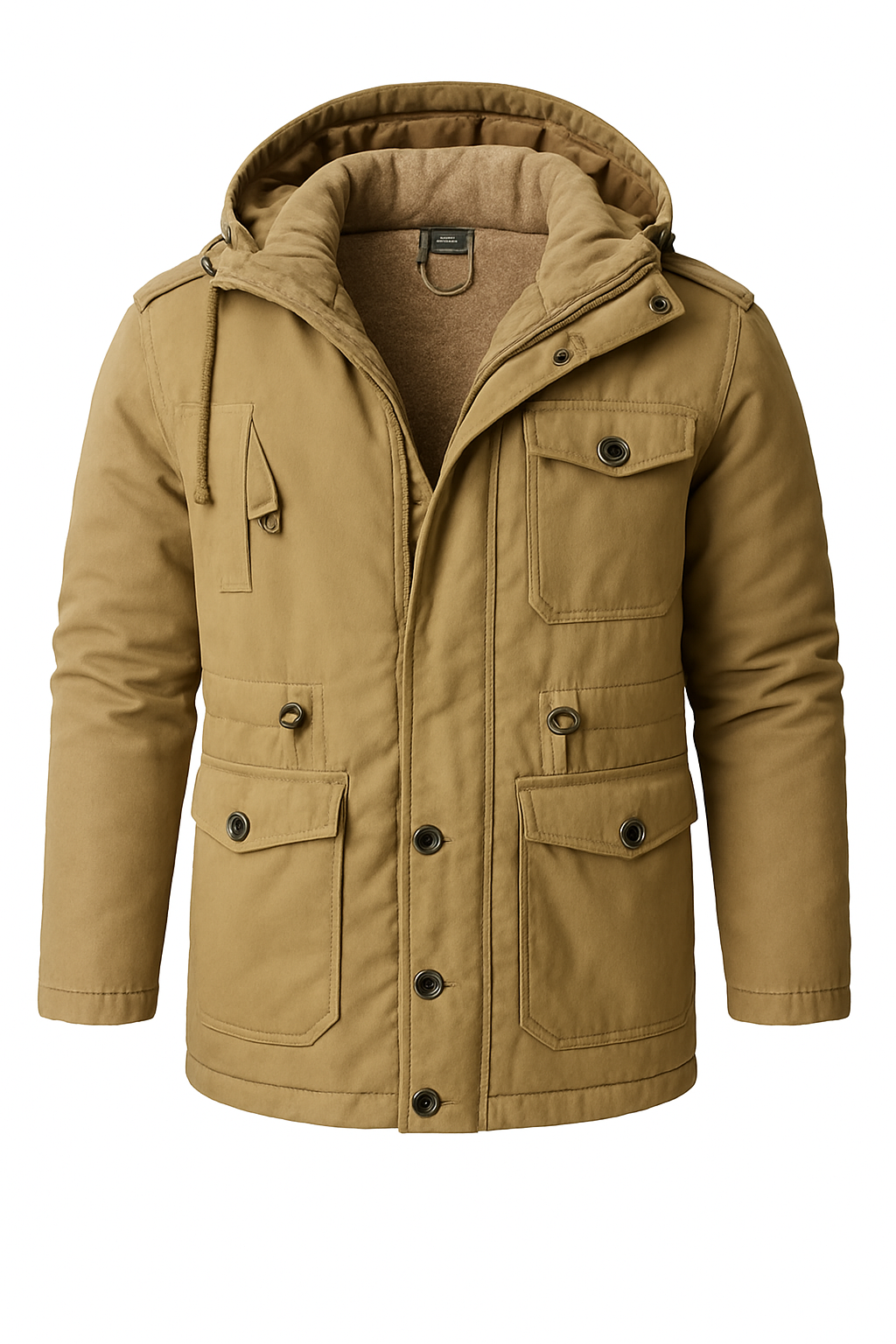 Men’s Hooded Utility Parka – Fleece-Lined Winter Jacket, Multi-Pocket, Regular Fit