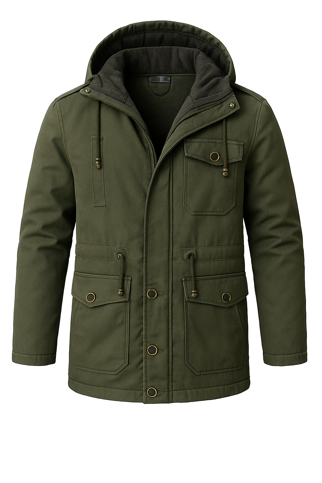 Men’s Hooded Utility Parka – Fleece-Lined Winter Jacket, Multi-Pocket, Regular Fit
