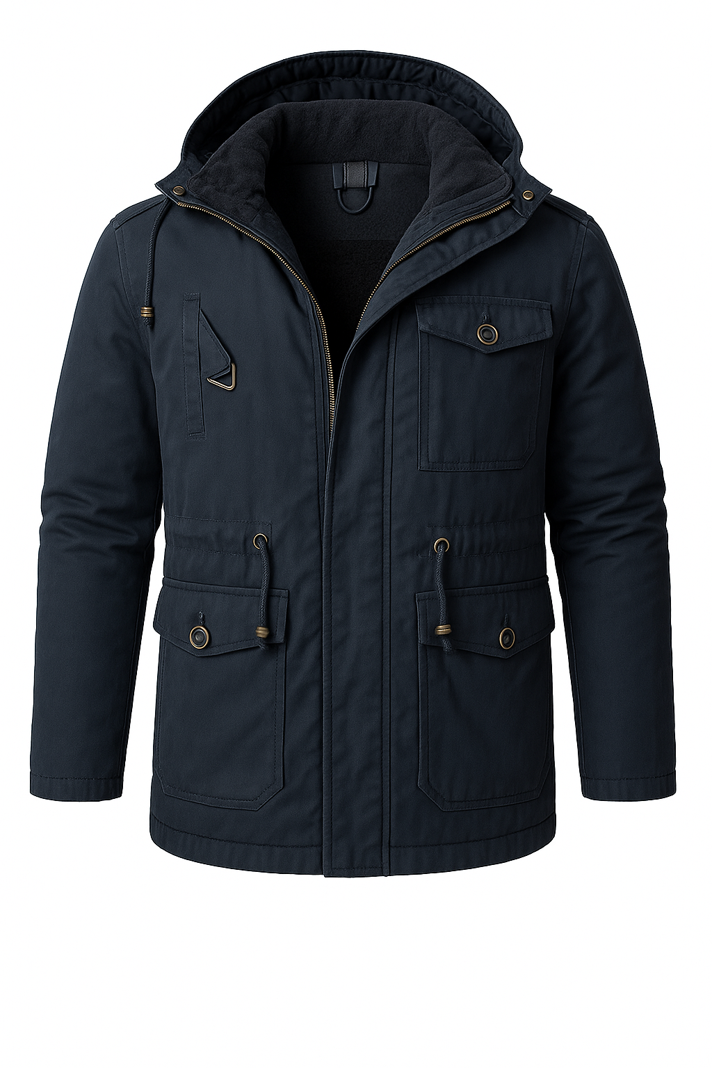 Men’s Hooded Utility Parka – Fleece-Lined Winter Jacket, Multi-Pocket, Regular Fit