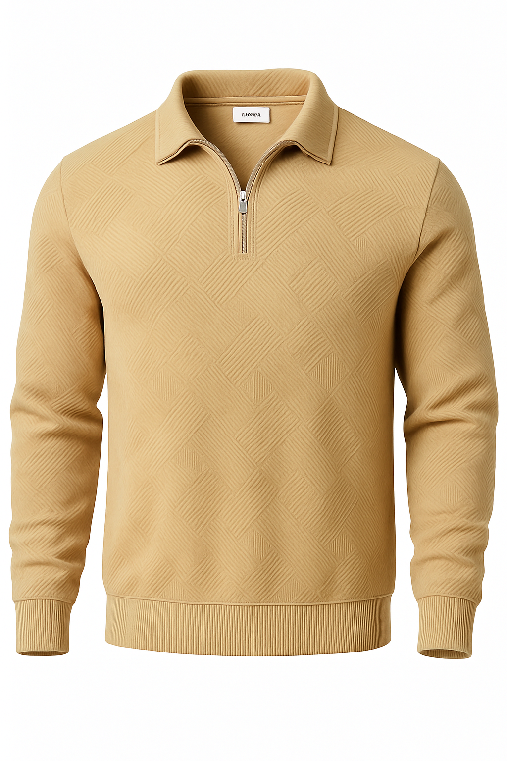 Men’s Merino Wool Quarter Zip Sweater – Geometric Pattern – Warm & Breathable Knit