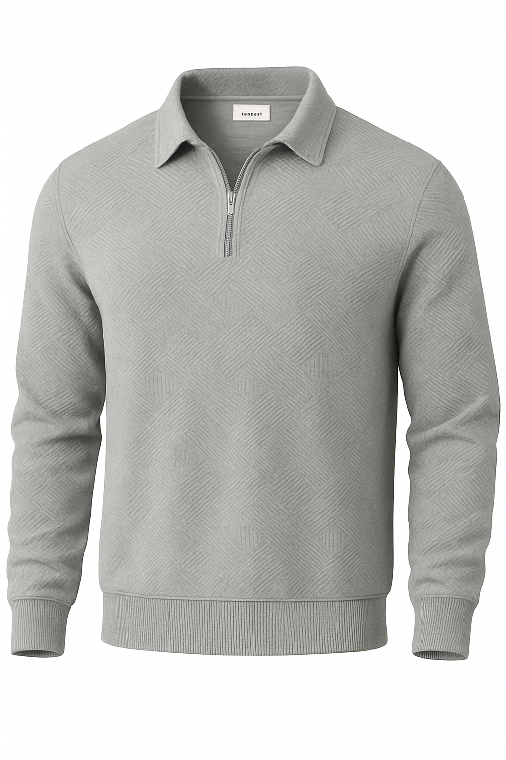 Men’s Merino Wool Quarter Zip Sweater – Geometric Pattern – Warm & Breathable Knit