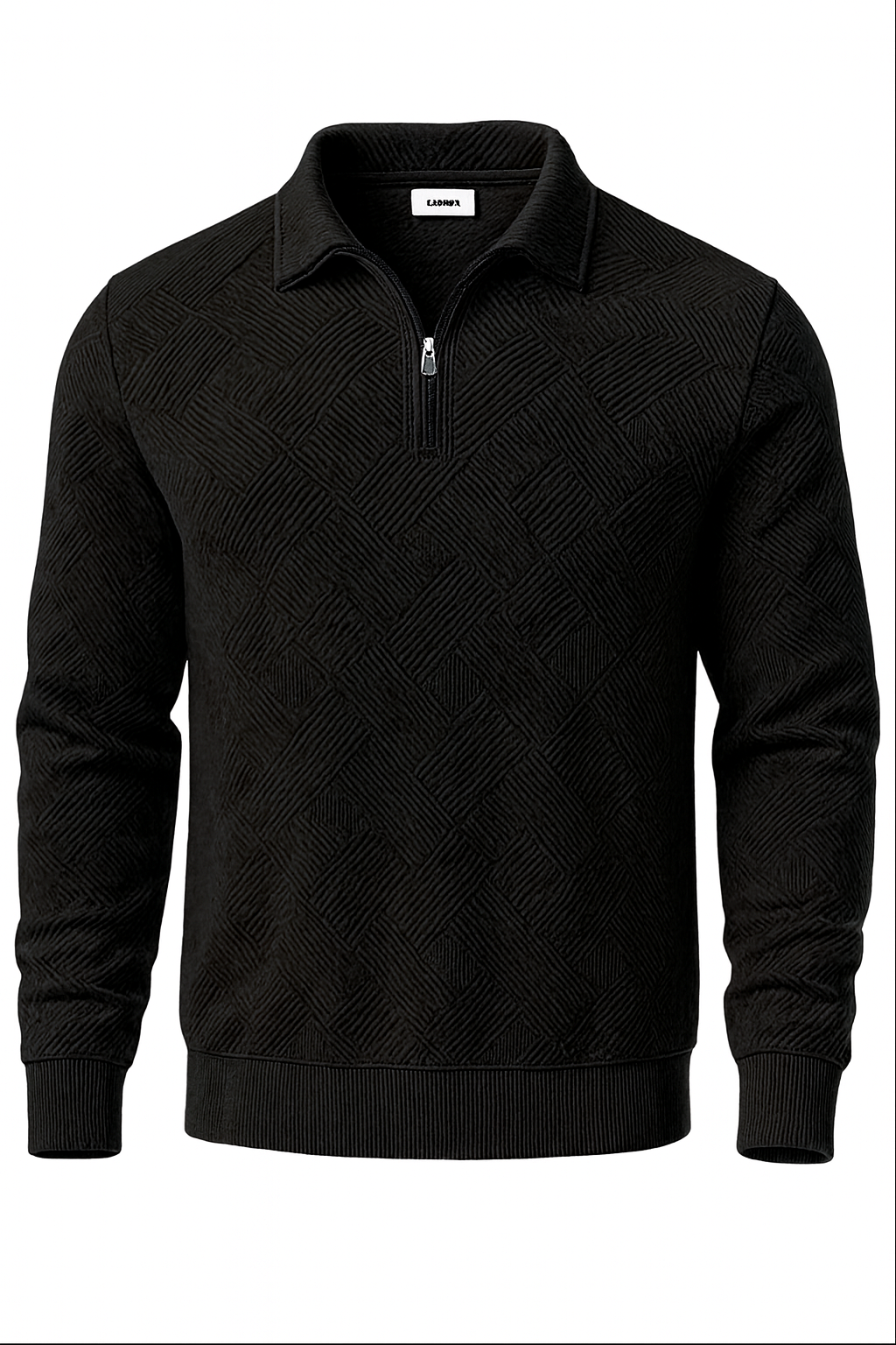 Men’s Merino Wool Quarter Zip Sweater – Geometric Pattern – Warm & Breathable Knit