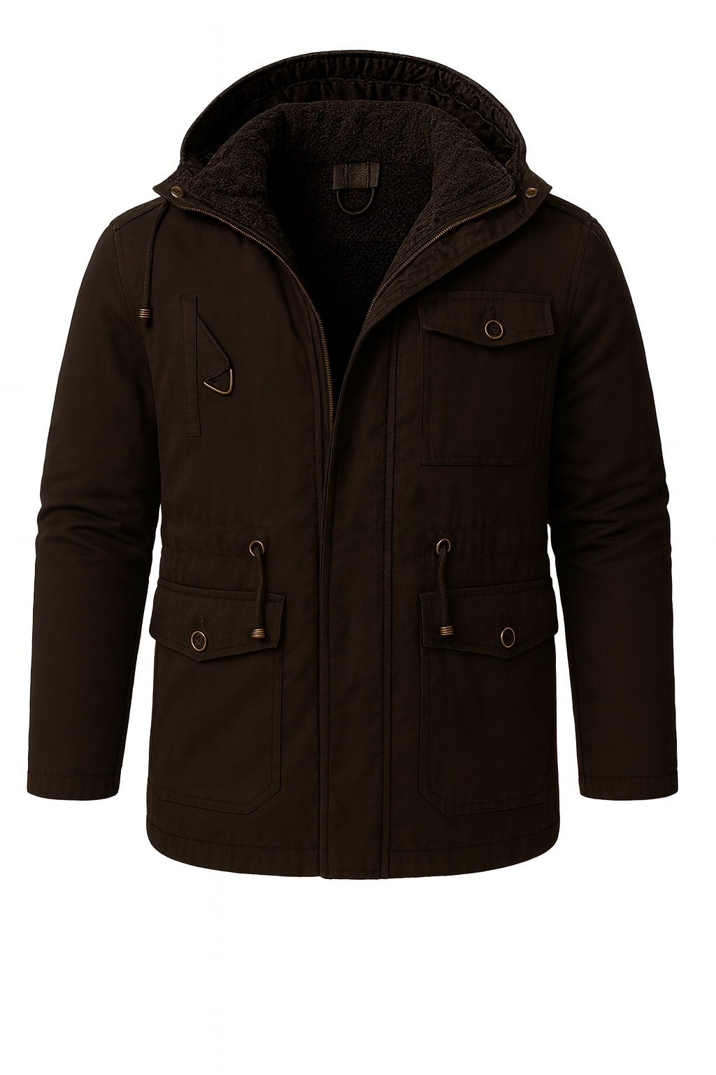 Men’s Hooded Utility Parka – Fleece-Lined Winter Jacket, Multi-Pocket, Regular Fit